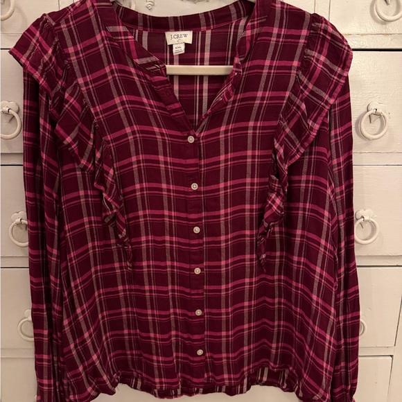 J. Crew Tops - J. Crew Women's Plaid Burgundy/Pink Top